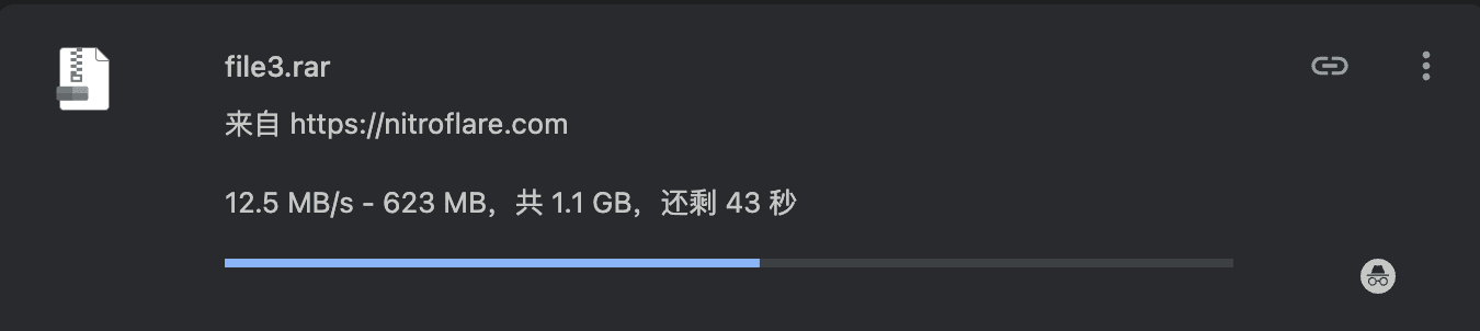Premium single-file Chrome test at 12.5 MB/s.